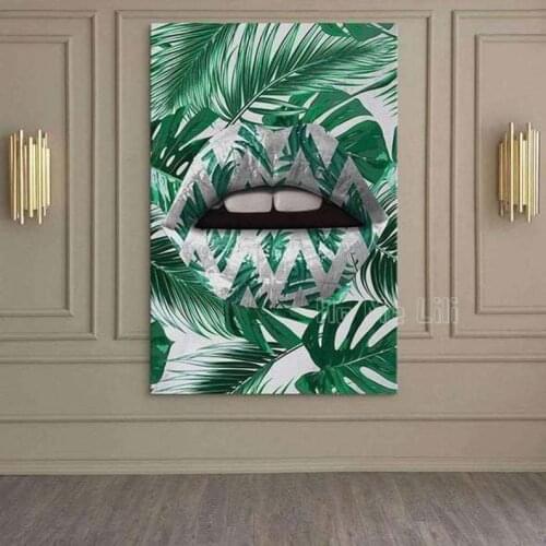 Tropical Lips Wall Art Canvas Gift For Her Home Decor Living Room Poster
