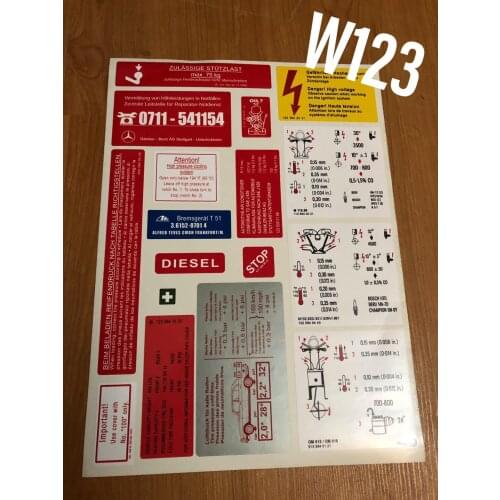 VolMarkt W123 230.4 230.6 230e 200d 250d 300d Decal set Sticker set Label set Star Emblem for mercedes