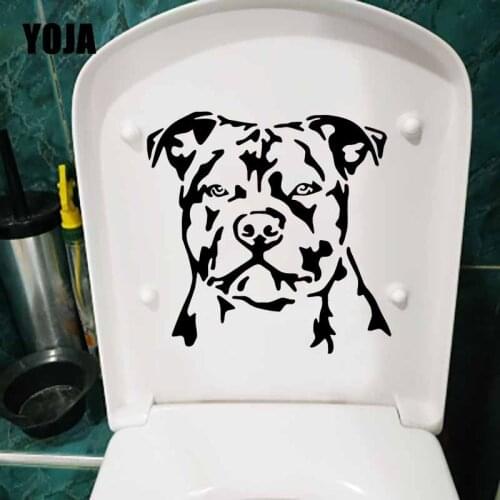 YOJA 22X22.4CM Staffordshire Bull Terrier Dog Cartoon Home Decor Wall Sticker Toilet Decal Cute Animal T5-1620