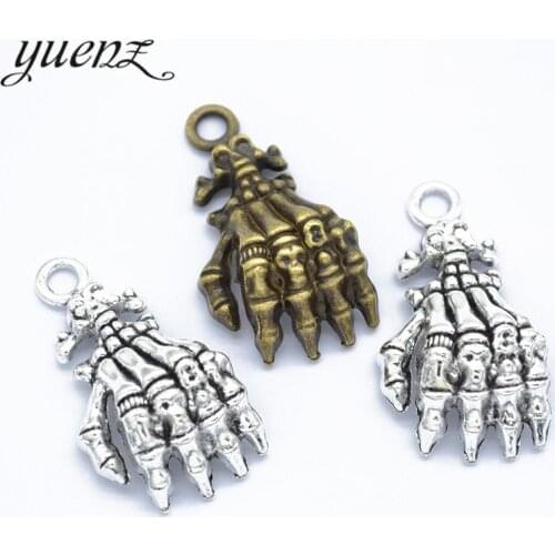YuenZ 5pcs Antique Silver color Skull Hands Charms Pendant Diy Handmade Jewelry Accessories 38*21mm I199
