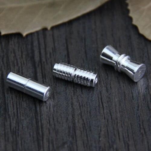 925 Sterling Silver Pearl Necklace Twist Screw End Caps Clasps Bracelets End Connector Clasps DIY Fine Jewelry Making Findings