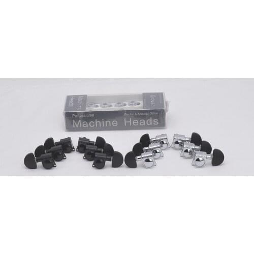 1Set 3L+3R Gear Ratio - 1:18 Guitar Machine Heads Tuners Plastic Button Black/Chrome