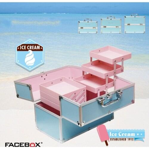 3 Type Facebox Fashion Aluminum Beauty Case Box with Inner Tray Professional makeup Case Four colors available