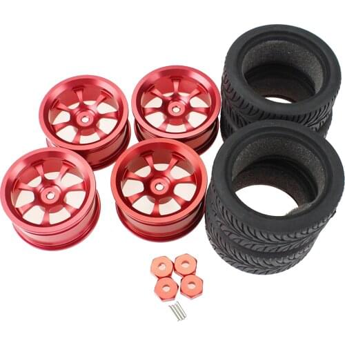 4PCS RC Car Wheel Rims & Rubber Tyres Fit for Wltoys A949 A959 A979 K929 A959-B A969-B 1:18 RC On-Road Racing Car DIY