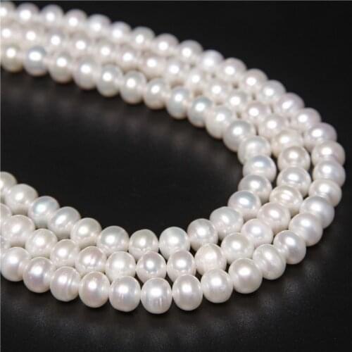 7-8mm High Luster Freshwater Pearl White Natural Pearl Loose Beads For DIY Jewelry Making Earrings Bracelets Necklaces14" Strand
