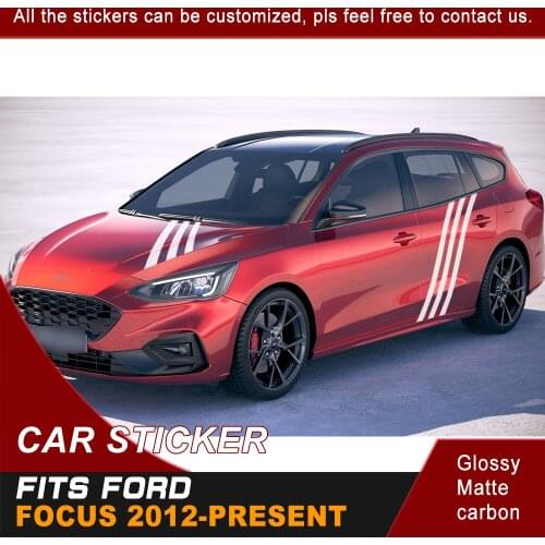 Car Decals Side Body and Hood Scoop Racing Stripe Graphic Vinyl Sticker Car Sticker CustomizedFit for Ford Focus 2012 - Present