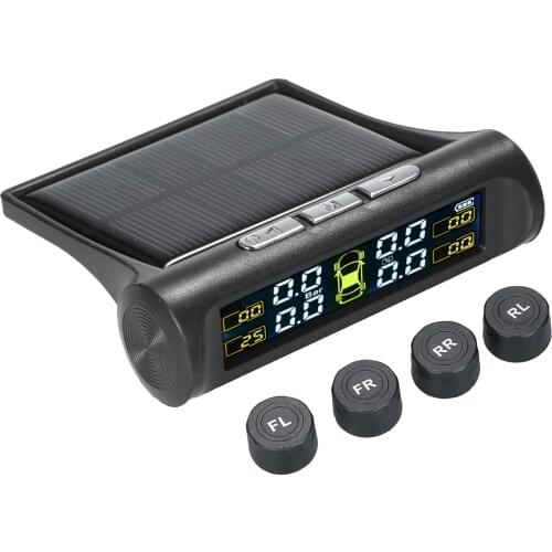 Car TPMS Tyre Pressure Monitoring System Solar Power Digital LCD Display Security Alarm Systems with 4 External Sensors
