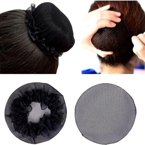 B2QE 10Pcs Small Hole Black Elastic Mesh Snood Hair Net Invisible Bun Cover for Women Girls Ballet Dance Skating Gymnastics Hair