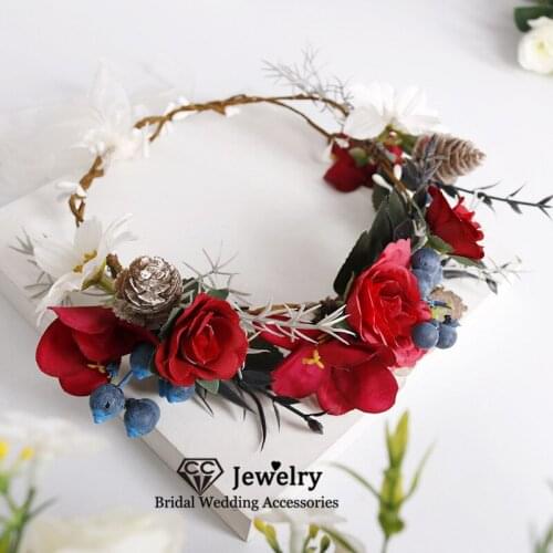 CC Flower Hairbands Wedding Hair Accessories for Women Engagement Jewelry Bridal Crowns Wreath Festival Garlands Headdress 58348