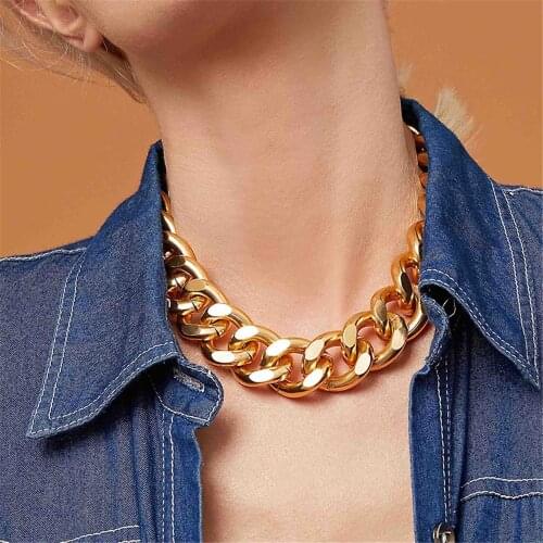Personality Thick Chain Necklace Retro Punk Aluminum Neck Chain Hip Hop Aluminum Alloy Non-fading Necklace