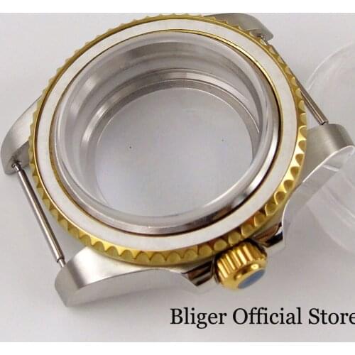 For NH35 NH35A NH36 NH36A Gold Coated 40mm Watch Case Sapphire Crystal Transparent Seeing Back Without Magnifier