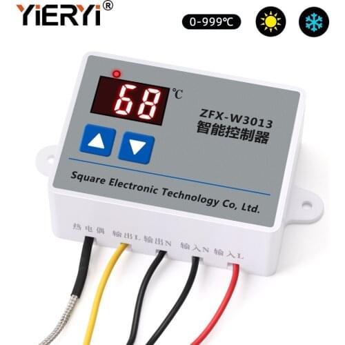Yieryi Digital Smart Thermostat AC 220V Thermostat Heater Cooler 2200W K-Type Thermocouple Stepless Speed Controller 0-999