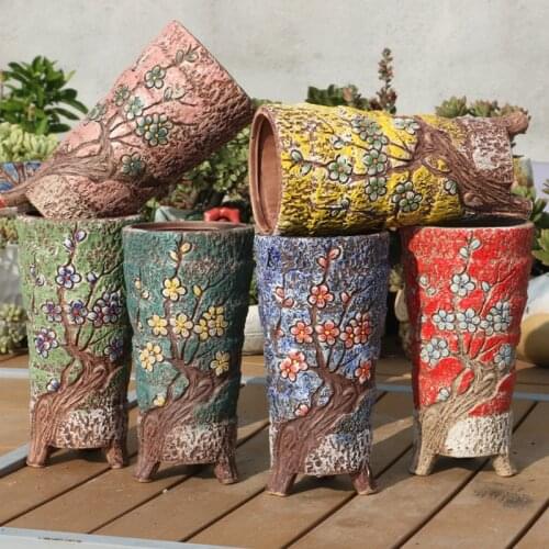 Korean New Style Hand-painted Fleshy Flower Pots Hand-painted Flower Pots Antique Old Pots Korean Pots