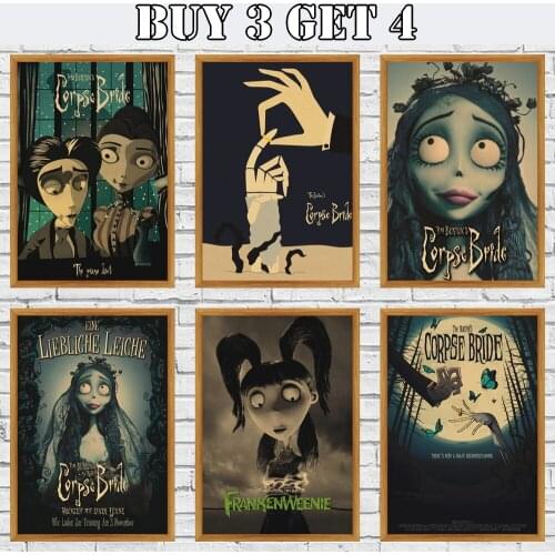Corpse Bride Vintage Comic Posters Anime Characters Retro Kraft Poster Home Cafe Bar Bedroom Decor Painting
