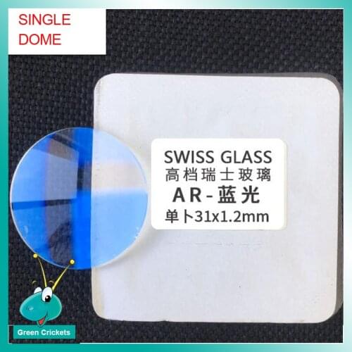 DM33385 33mm -38.5mm AR Coated Blue Light Mineral Single Dome Blue Watch Glass Watches Parts