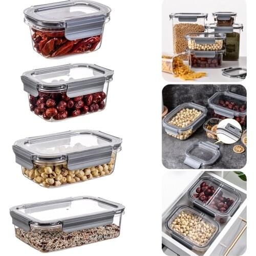 Food Storage Container Kitchen Pantry Organizer Lock Airtight Lid Stackable Canister For Flour Sugar Cereal 380/880/1250/2600ml