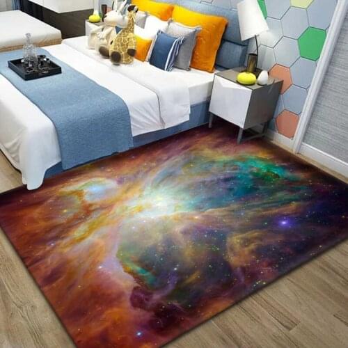 Fantasy Universe Nebula Children Bedside Area Rug Doormat Floor Rug Kids Play Game Mat Flannel Anti-slip Home Living Room Carpet
