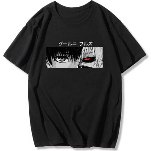 T Shirts Anime Manga Tokyo Ghoul Cool Kaneki Ken Eyes Men Tee Harajuku Cartoon Plus Size Male Tops Hip hop Punk Unisex T-shirt
