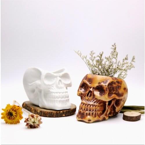 Cool skull planter silicone mold 3d Skull vase molds cement planter mould handmade flower pot silica gel mold S5152