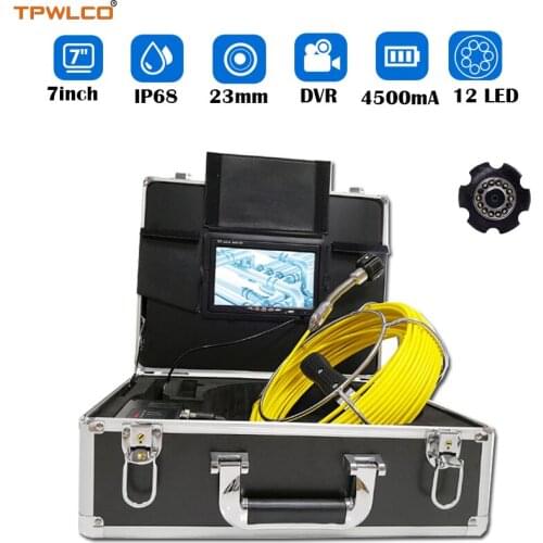 23mm 20-50m 7" Color 1000TVL Underwater Industrial Camera Drain Sewer Pipeline Endoscope System With DVR Recording 8GB SD Card