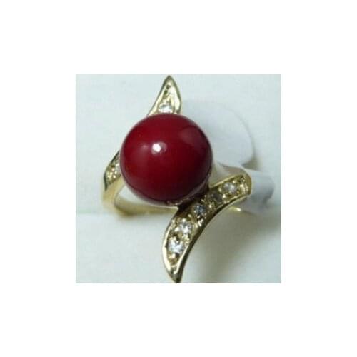 New beautiful red shell pearl ring shipping free