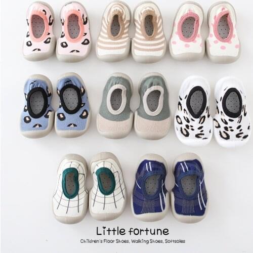 Baby Boys Girls Sock Shoes Autumn Non-slip Floor Socks Kids Soft Rubber Sole Toddler Shoes Socks Baby Socks with Rubber Soles