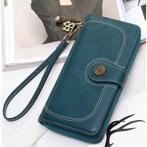2021 New Long Three-Fold Multi-card Position Clutch Female Multifunction Wallet Card Holder