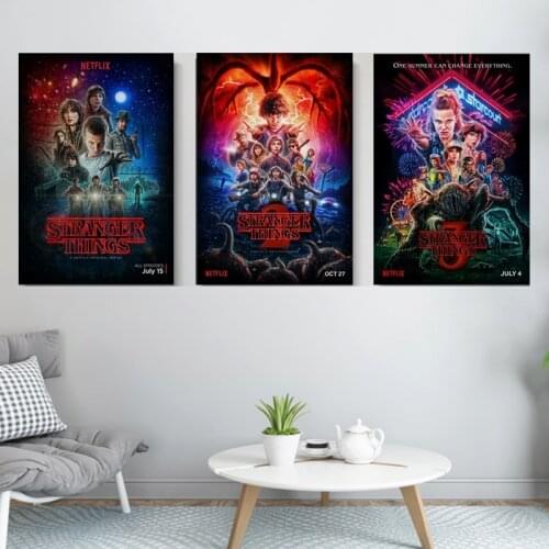 Stranger Things Poster Season 3 2 1 Characters Retro TV Movie Canvas Painting Prints Wall Art for Living Room Bedroom Decor