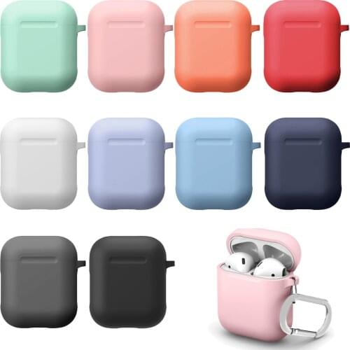 Solid Color Thick Wireless Bluetooth Earphone Case For AirPods 2 Charging Headphones Cases Anti-lost Protective Cover