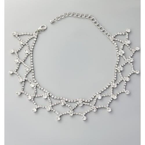 Pauli Manfi 2021 Fashion Metal Rhinestone Mesh Necklace Womens Popular Chokers Necklace Party Shiny Accessories