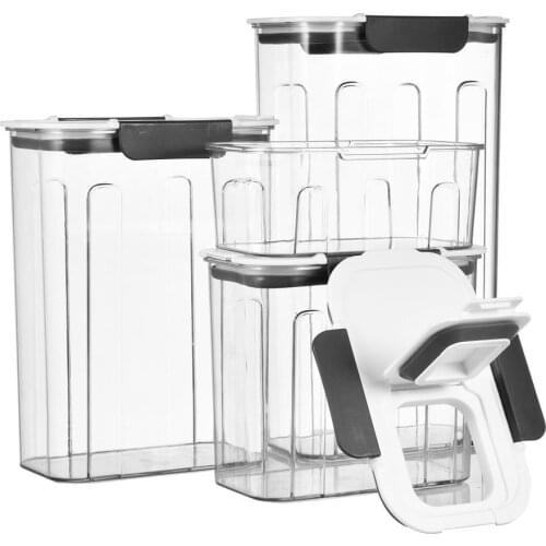 Different Capacity Plastic Sealed Cans Multi Kitchen Storage Box Transparent Food Canister Keep Fresh Clear Container With Lid