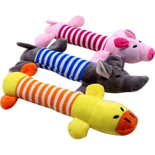Popular Pet Dog Cat Funny Fleece Durability Plush Dog Toys Squeak Chew Sound Toy Fit for All Pets Elephant Duck Pig Plush Toys