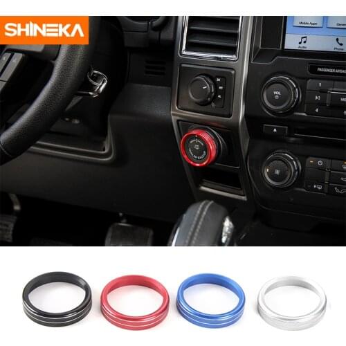 SHINEKA Aluminium Alloy Trailer Switch Button Decorative Ring Cover Frame Sticker Kit for Ford F150 XLT 2016+ Car Styling