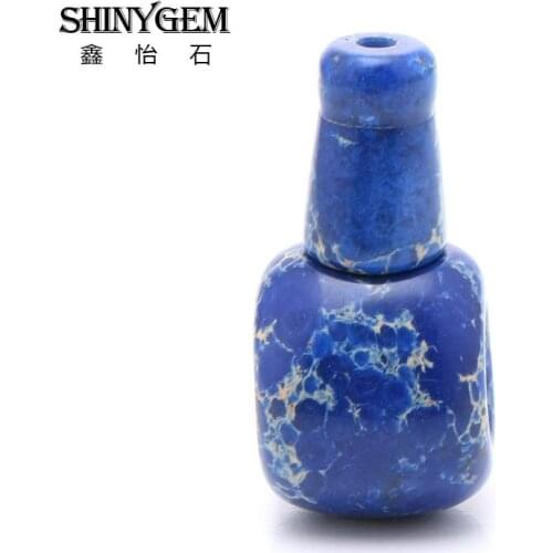 SHINYGEM 2020 Natural Stone 3 Hole Buddha 14-18mm Sea Sediment Jaspers Royalblue Color Beads Head End Spacer For Gems Bracelet