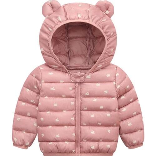 Cute Baby Girls Jacket Kids Light Down Coats With Ear Hoodie Spring Autumn Girl Clothes infant Childrens Clothing For Boys Coat