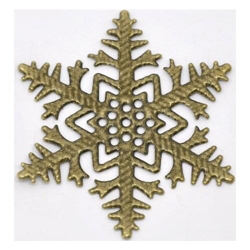 50Pcs Antique Bronze Filigree Snowflake Wraps Connectors Metal Crafts Home Decoration DIY Findings Connectors 45x45mm J0615