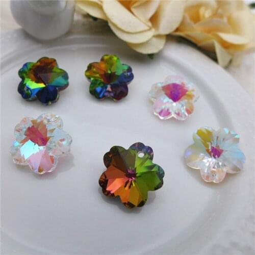 Glass flower charm 14mm ab jewlery making supplies crystal pendants for diy earrings findings necklace charms accessories