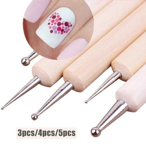 3PCS/4PCS/5Pcs 2 Way Wooden Dotting Pen Marbleizing Tool Nail Art Dot Dotting Tools