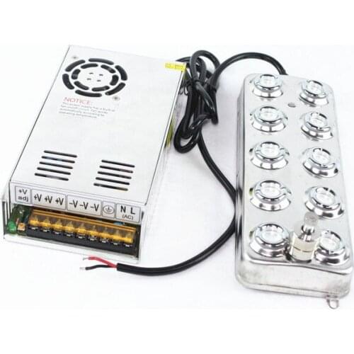 5500ml/h 10 Head Ultrasonic Mist Maker Fogger Humidifier Greenhouse Aeromist Hydroponics+switching power supply