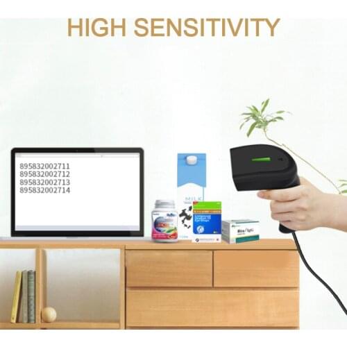 USB Wired Automatic Laser Barcode Scanner Handheld Scan Gun Reader Black Code Image Automatic Scanner