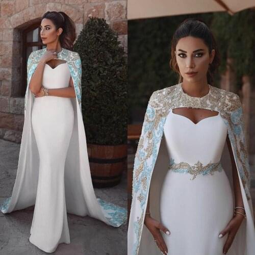Gorgeous Satin Mermaid Prom Dresses with Wrap 2019 Major Beading Formal Gowns vestidos de gala
