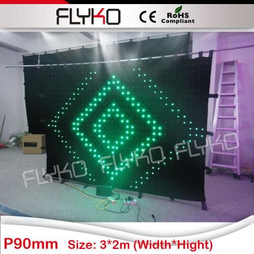 Flash light DJ curtain P9 RGB full color led display 2x3m