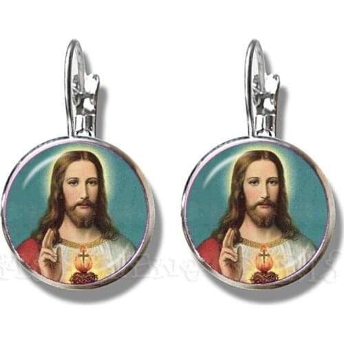 God Allah Earrings 16mm Glass Dome Cabochon Arabic Muslim Islamic Stud Earrings Jewelry Ramadan Gift For Friends