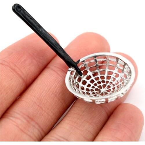 1pc 5cm Metal Kitchen Toy Kitchen Micro Colander 1/12 for Dollhouse Miniature Accessories Length role play kids gifts