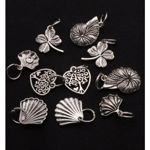 10pcs/pack retro diy jewelry life tree four-leaf clover shell accessories ladies necklace pendant party jewelry