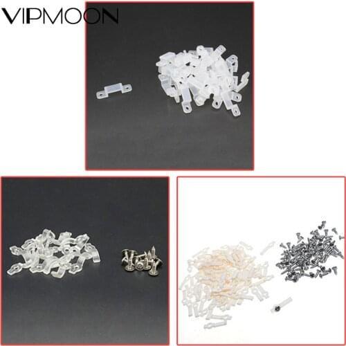 100Pcs Silicone Fastener Clips For 5050 2835 8/10mm LED Strip Light Tape LED Fixing Silicone Mounting Clips Buckles Clamp Clips