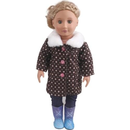 The 18-inch girl dolls two-piece plaid suit fits the 43cm doll c856 with the American newborn costume toy