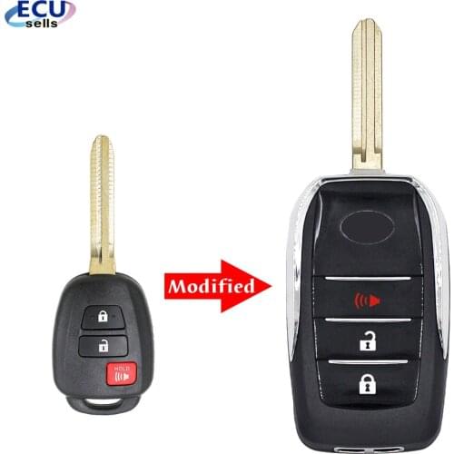 2+1 Buttons Modified Folding Remote Key Shell For Toyota Prius C Corolla Yaris Avensis 2013-2018 Toy43