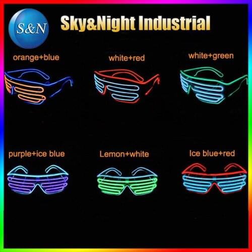 2PC/Lot EL wire two colors mix flashing glasses LED glasses EL glasses