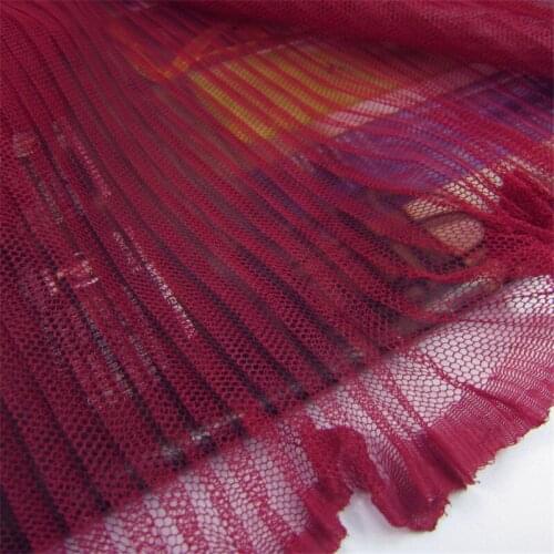 2 Yards Ruffled Lace Fabric in Burgundy Soft Frill Pleated lace Fabric For Houte Couture, Fashion Show, Skirt, Costume design